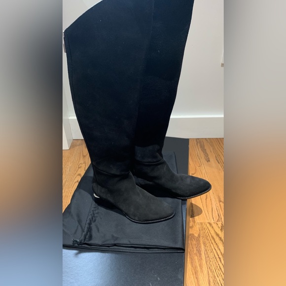 New Alexander Wang Sigrid Black Suede Tall Boots Cut out Heel Shoes - Picture 14 of 16